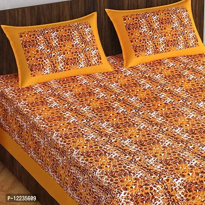 Stylish Fancy Comfortable Cotton Printed Queen Double 1 Bedsheet + 2 Pillowcovers-thumb2