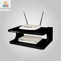 Set top Box Stand | WiFi Router Holder Wooden Wall Shelves | Setup Box Stand for Home | Wall Mount Stylish WiFi Router Holder TV Cabinet Living Room Furniture (Color-Black)-thumb1
