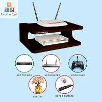 Set top Box Stand | WiFi Router Holder Wooden Wall Shelves | Setup Box Stand for Home | Wall Mount Stylish WiFi Router Holder TV Cabinet Living Room Furniture (Color-Brown)-thumb1