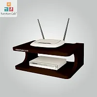 Set top Box Stand | WiFi Router Holder Wooden Wall Shelves | Setup Box Stand for Home | Wall Mount Stylish WiFi Router Holder TV Cabinet Living Room Furniture (Color-Brown)-thumb2