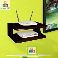 Set top Box Stand | WiFi Router Holder Wooden Wall Shelves | Setup Box Stand for Home | Wall Mount Stylish WiFi Router Holder TV Cabinet Living Room Furniture (Color-Brown)-thumb3