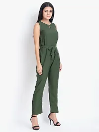 Women's Green Polyester Solid Basic Jumpsuit-thumb4