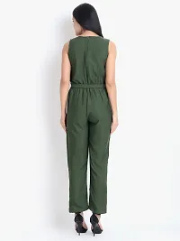 Women's Green Polyester Solid Basic Jumpsuit-thumb1