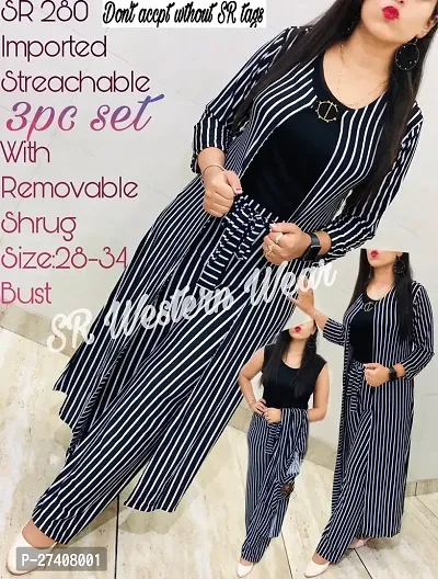 Stylish Multicoloured Cotton Blend Striped Co-Ords Sets For Women