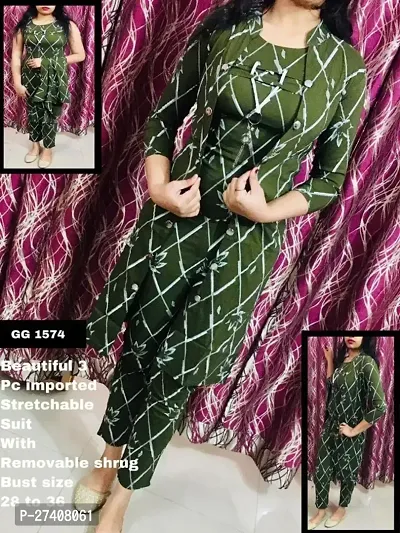 Stylish Green Cotton Blend Printed Co-Ords Sets For Women