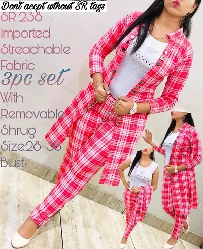 Stylish Blend Checked Co-Ords Sets For Women