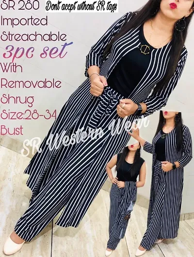 Stylish Blend Striped Co-Ords Sets For Women