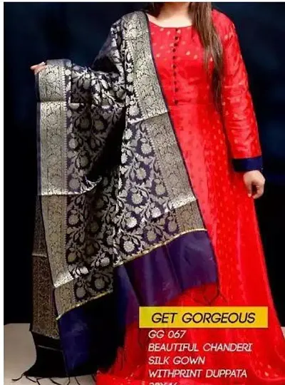 Beautiful Silk chanderi gown with banarshi duppata