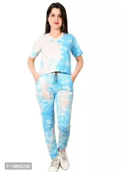 Women Cotton Blend Dyed Co-Set Top with Bottom-thumb0