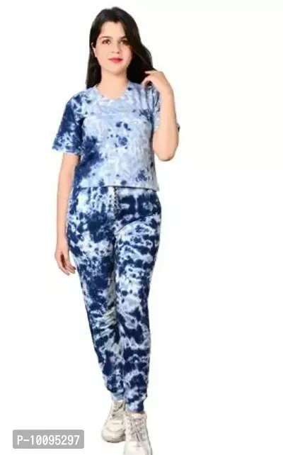 Women Cotton Blend Dyed Co-Set Top with Bottom