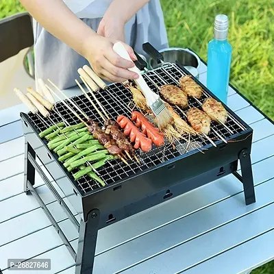 Swadhin Carbon Steel Portable And Foldable Barbeque Grill, Black