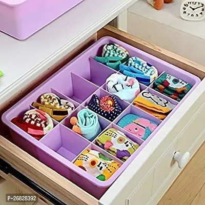 Stylish 15 Grid Storage Boxes And Bins - Plastic Underwear Storage Box Cosmetic Divider for Socks Ties Bra Container