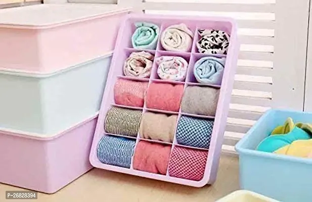 Stylish 15 Grid Storage Boxes And Bins - Plastic Underwear Storage Box Cosmetic Divider for Socks Ties Bra Container