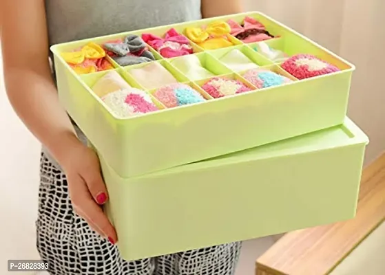 Stylish 15 Grid Storage Boxes And Bins - Plastic Underwear Storage Box Cosmetic Divider for Socks Ties Bra Container