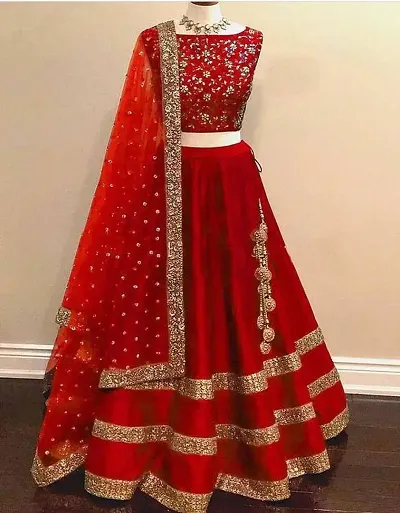 Adorable Taffeta Silk Embroidered Lehenga Choli