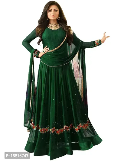 Trendy Georgette Green Dress Material with Dupatta For Women