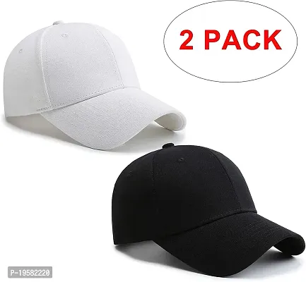 HEAUTA 2 Packs Baseball Cap Golf Dad Hat for Men and Women (White+Black)-thumb2