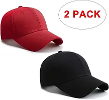 HEAUTA 2 Packs Baseball Cap Golf Dad Hat for Men and Women (Red+Black)-thumb1