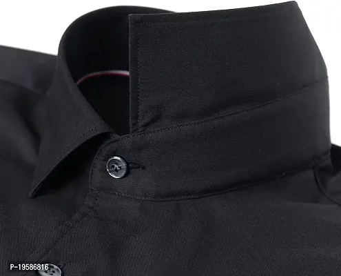 HEAUTA Men Long Sleeve Dress Shirt - Regular Fit Stretch Free-Wrinkle Button Down Shirt (M, Black)-thumb3