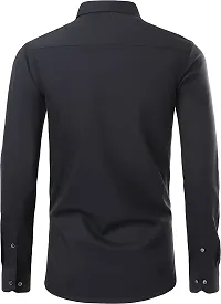 HEAUTA Men Long Sleeve Dress Shirt - Regular Fit Stretch Free-Wrinkle Button Down Shirt (M, Black)-thumb1