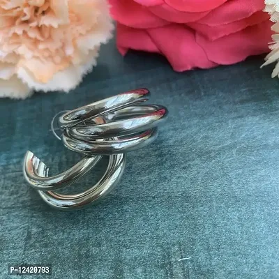 Ishhaara Triple Hoop Earrings for Women and Girls | Silver Earrings with Big Hoops | ISH-N-001-thumb2