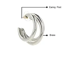 Ishhaara Triple Hoop Earrings for Women and Girls | Silver Earrings with Big Hoops | ISH-N-001-thumb4