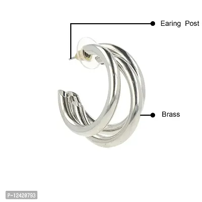 Ishhaara Triple Hoop Earrings for Women and Girls | Silver Earrings with Big Hoops | ISH-N-001-thumb5