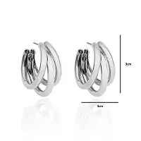 Ishhaara Triple Hoop Earrings for Women and Girls | Silver Earrings with Big Hoops | ISH-N-001-thumb3