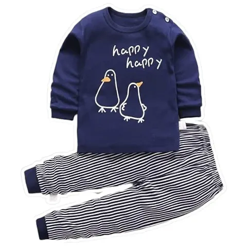 Bold N Elegant Cool Printed Bear Cartoon Printed Little Boy Girl Baby Clothing Set Highwaist Stripe Pyjama Tshirt Pant Set for Baby Kids
