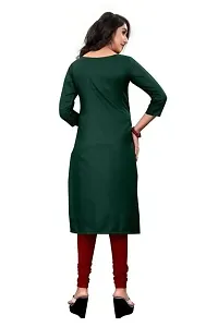 DEEP STITCHING Women's Straight A-Line Solid Plain Fully Stitched Cotton Blend 3/4 Sleeve Kurti for Girl's (Medium) (Dark Green)-thumb1