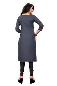 DEEP STITCHING Women's Straight A-Line Solid Plain Fully Stitched Cotton Blend 3/4 Sleeve Kurti for Girl's (XX-Large) (Grey)-thumb1