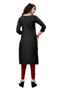 DEEP STITCHING Women's Straight A-Line Solid Plain Fully Stitched Cotton Blend 3/4 Sleeve Kurti for Girl's (XX-Large) (Black)-thumb1