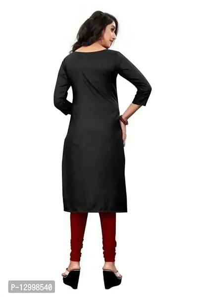 DEEP STITCHING Women's Straight A-Line Solid Plain Fully Stitched Cotton Blend 3/4 Sleeve Kurti for Girl's (XX-Large) (Black)-thumb2