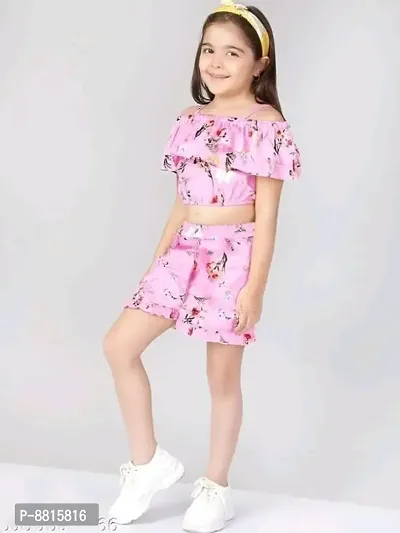 Classic Crepe Printed Clothing Set for Kids Girls