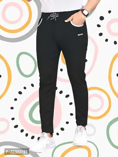 Stylish Black Lycra Solid Regular Track Pants For Men