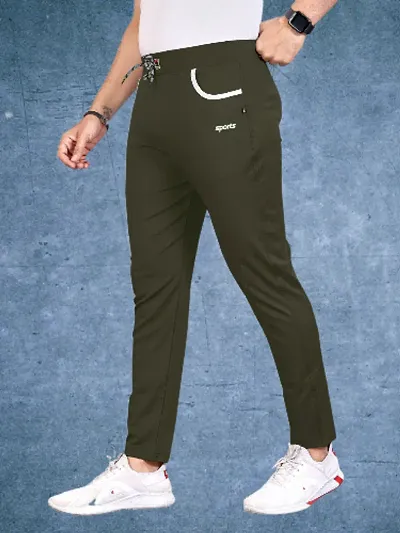 Stylish Lycra Solid Regular Track Pants For Men