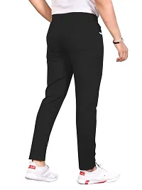 Stylish Black Lycra Solid Regular Track Pants For Men-thumb1