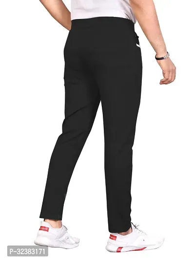 Stylish Black Lycra Solid Regular Track Pants For Men-thumb2