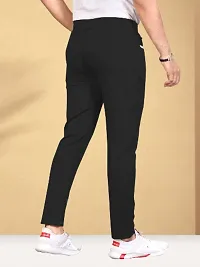 Stylish Black Lycra Solid Regular Track Pants For Men-thumb1