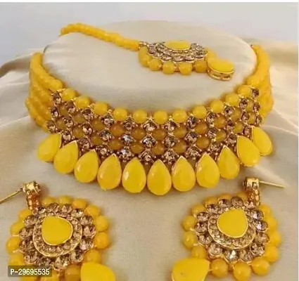 Stylish Yellow Alloy Jewellery Set For Women-thumb0