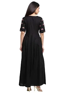 GVS Shoppe Womens Ankle Length Kurta in Black Color Indo-Western Pattern A-Line styling Half Sleeve-thumb1