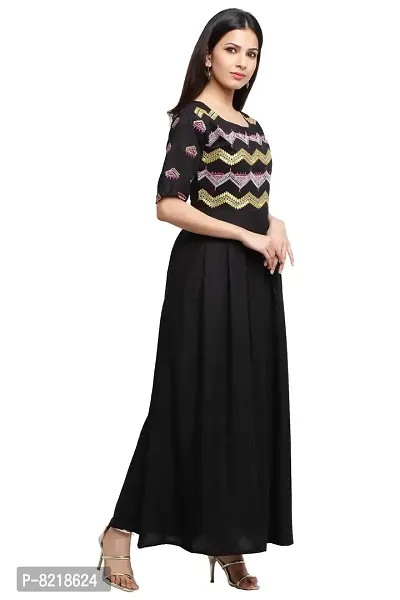 GVS Shoppe Womens Ankle Length Kurta in Black Color Indo-Western Pattern A-Line styling Half Sleeve-thumb4