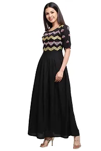 GVS Shoppe Womens Ankle Length Kurta in Black Color Indo-Western Pattern A-Line styling Half Sleeve-thumb2