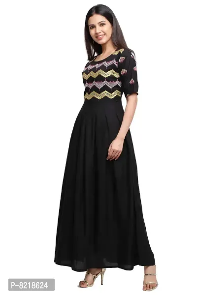 GVS Shoppe Womens Ankle Length Kurta in Black Color Indo-Western Pattern A-Line styling Half Sleeve-thumb3