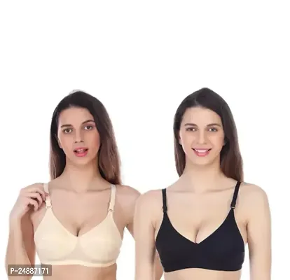 Stylish Multicoloured Cotton Solid Bras For Women Pack Of 2-thumb0