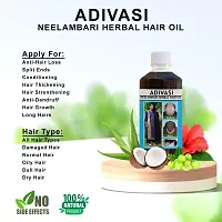 Adivasi Neelambari Amla,Bhringaraj Ext, Neem, Tulsi,Lodhar,Brahmi, Nagekeshar, Ghrit Kumari, Til Oil Ayurvedic Nourishment For Hair 250 ml-thumb3