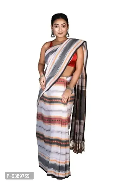 Sushrita Boutique Womens Traditional Prints Solid Woven Handloom Saree (Dhaniakhali-185)-thumb0