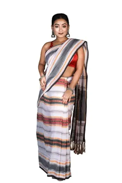 Sushrita Boutique Womens Traditional Prints Solid Woven Handloom Saree (Dhaniakhali-P)