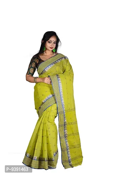 Sushrita Boutique Womens Traditional Prints Solid Tangail Handloom Saree (Kolka Par- 4)