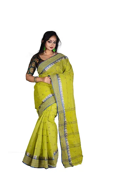 Sushrita Boutique Womens Traditional Prints Solid Tangail Handloom Saree (Kolka Par- 4)